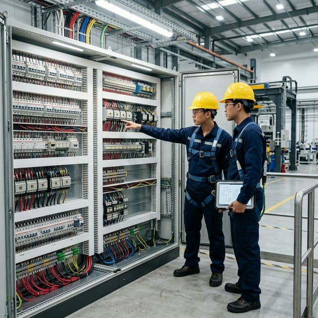 Kỹ sư BeeCa thi công hệ thống điện công nghiệp tại nhà máy ở Huế